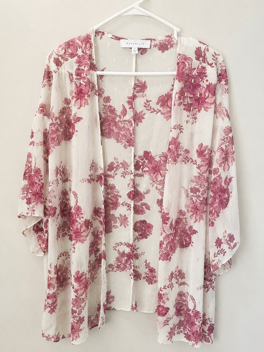 Marybelle Floral Sheer Kimono Cardigan Cover Up 1X